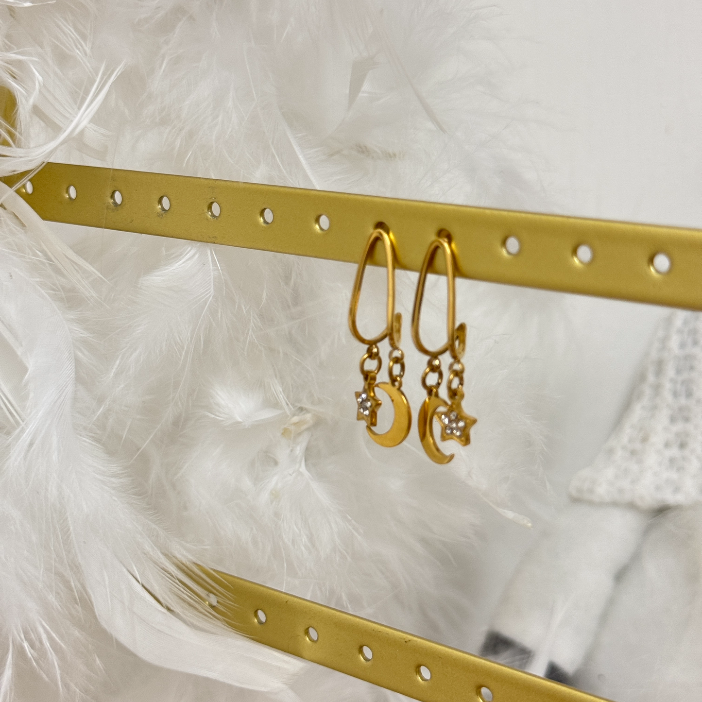 Boucle d’oreille lune et étoile