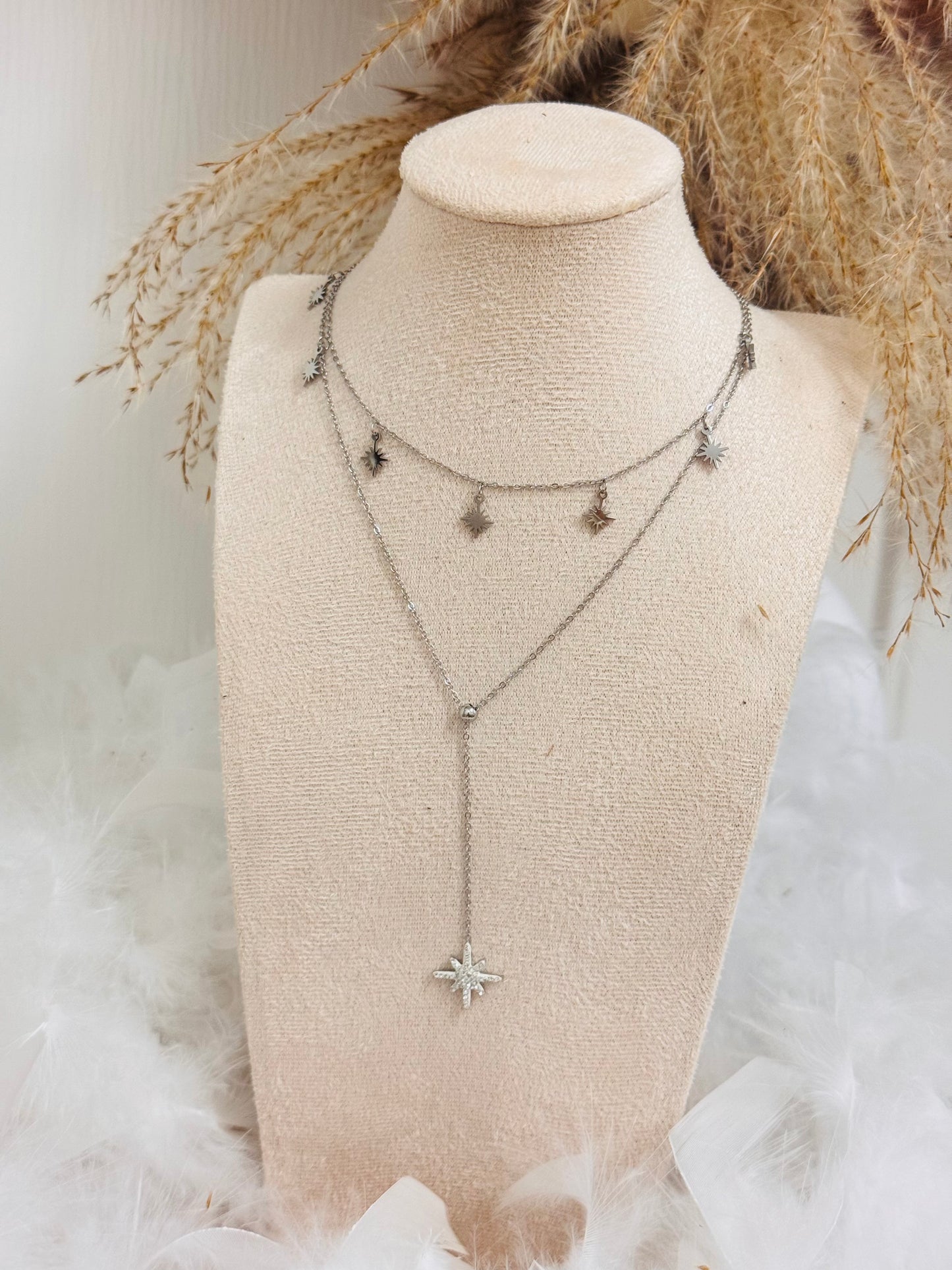 Collier double étoiles