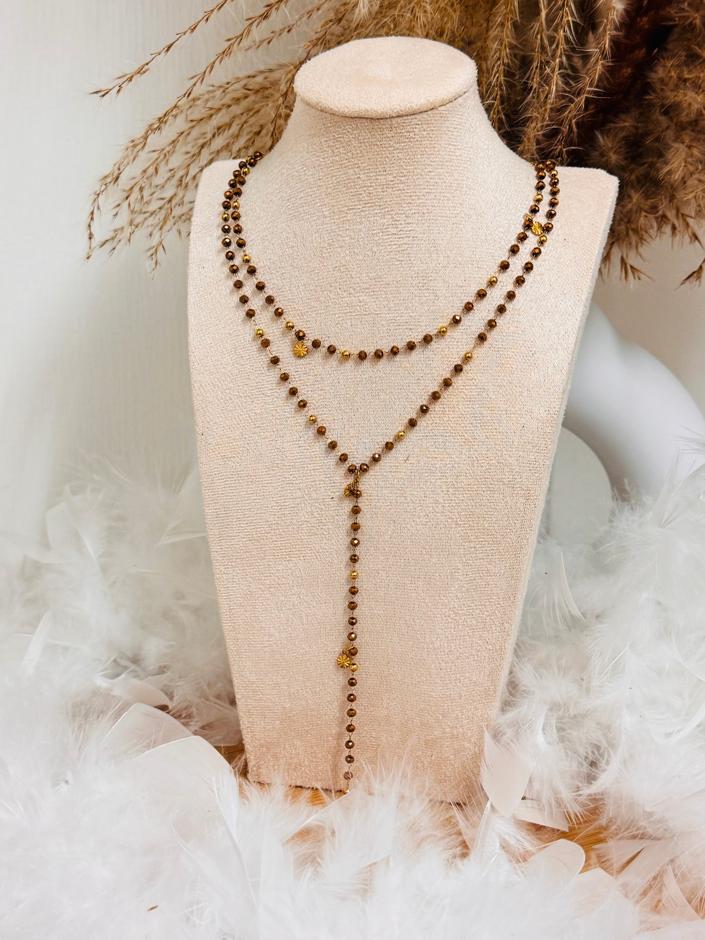 Collier double en perles