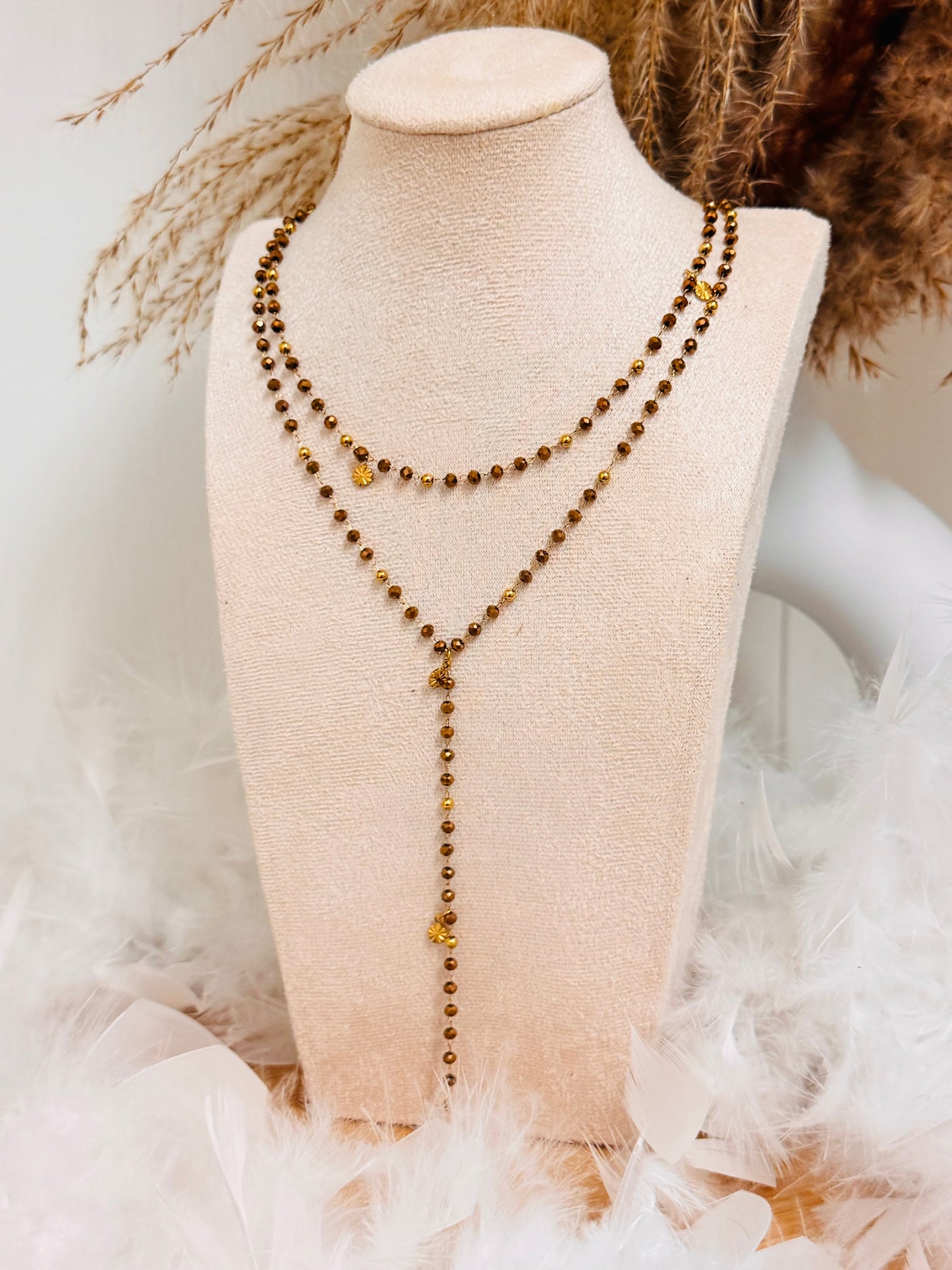 Collier double en perles
