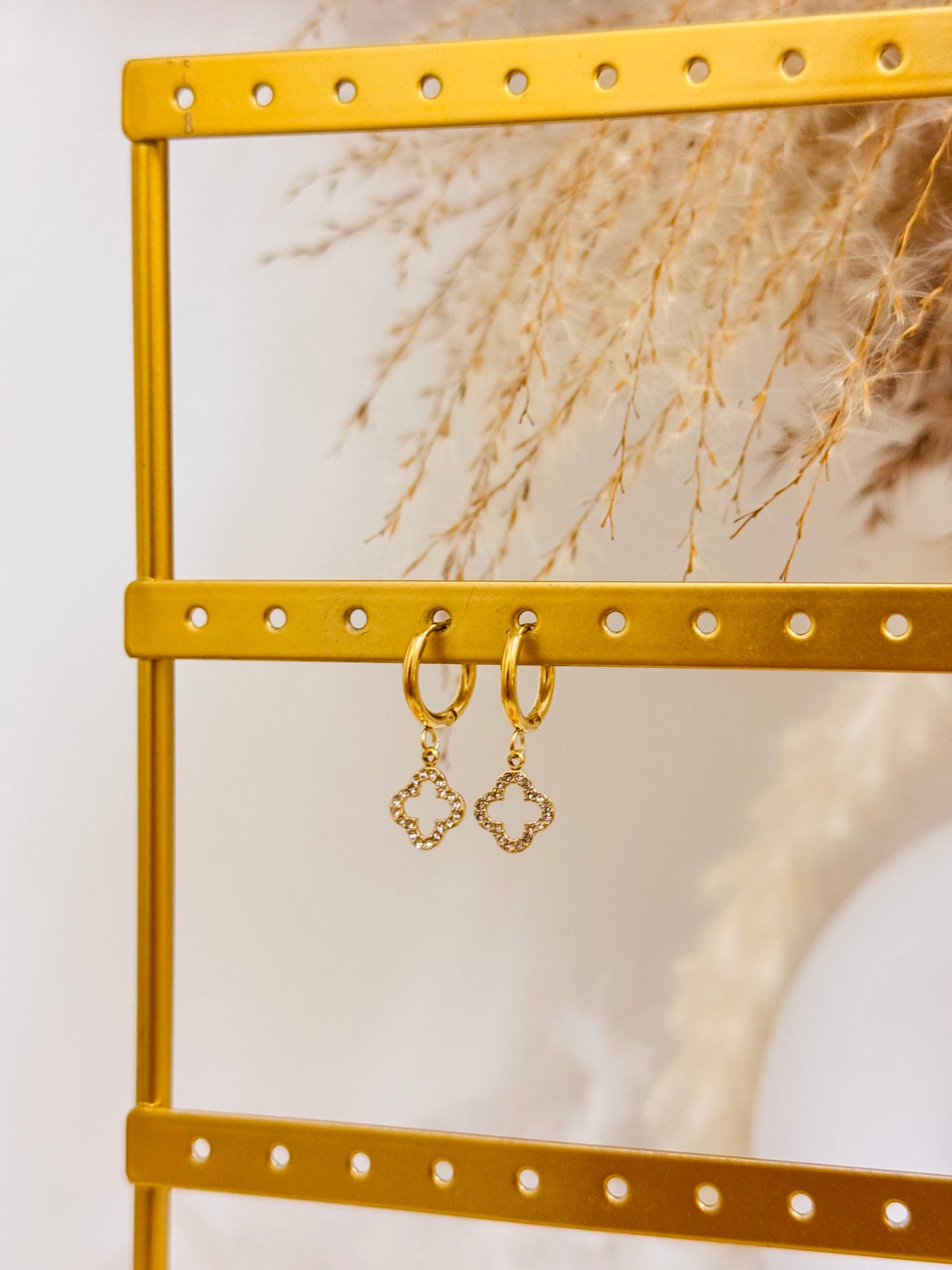 Boucles d'oreilles trèfle brillant