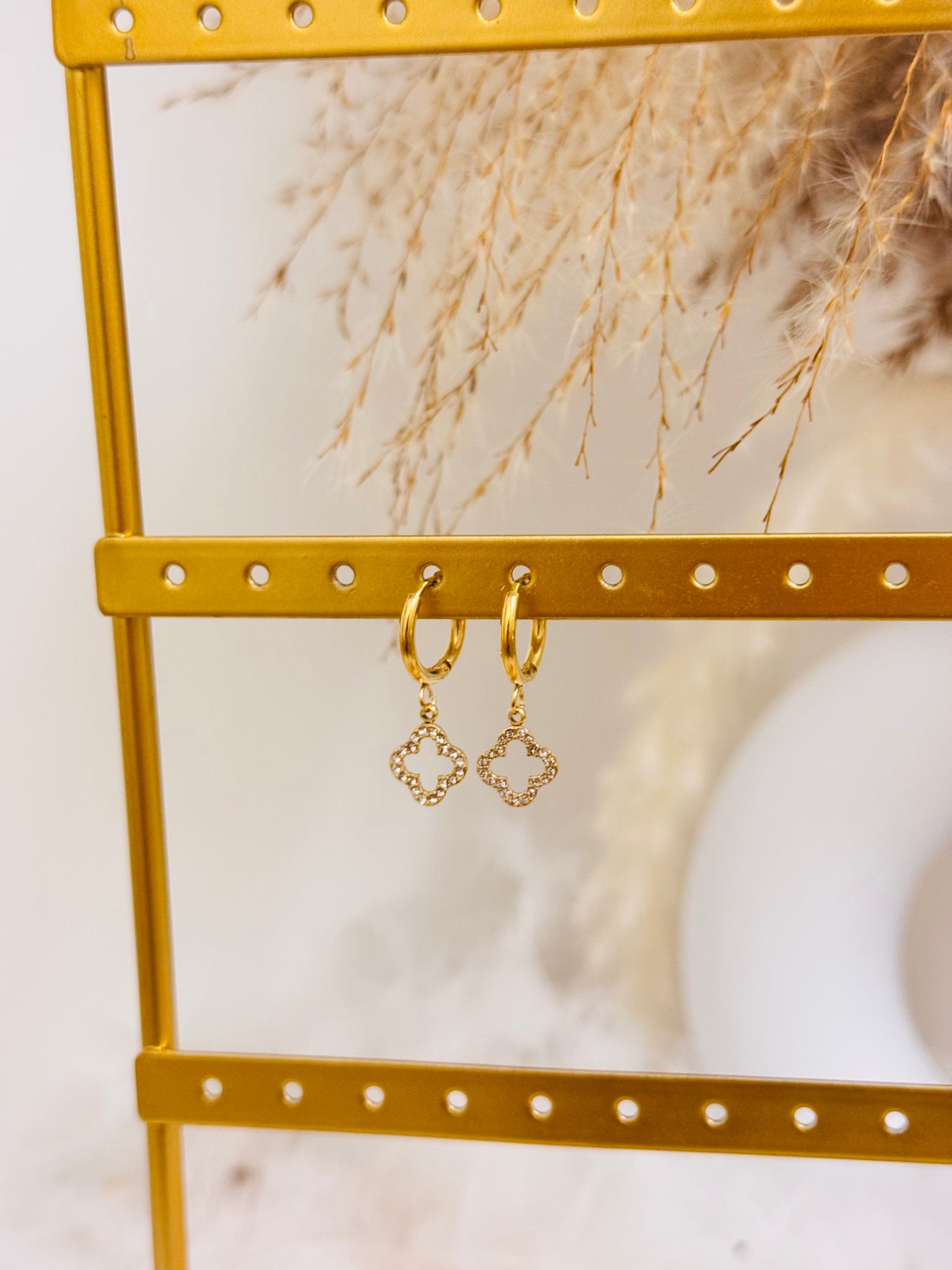 Boucles d'oreilles trèfle brillant