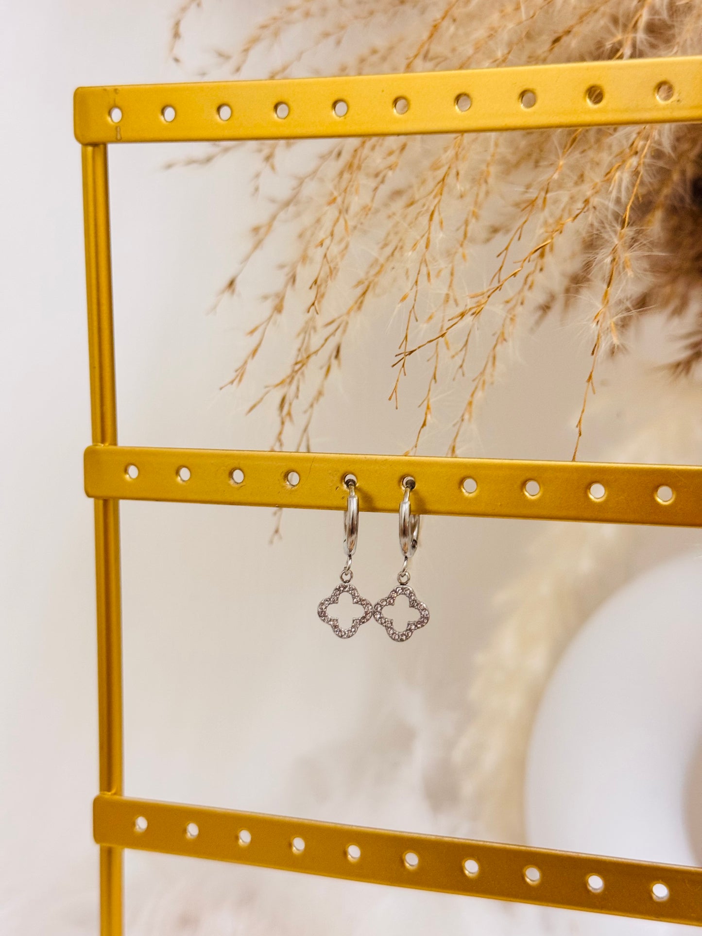 Boucles d'oreilles trèfle brillant