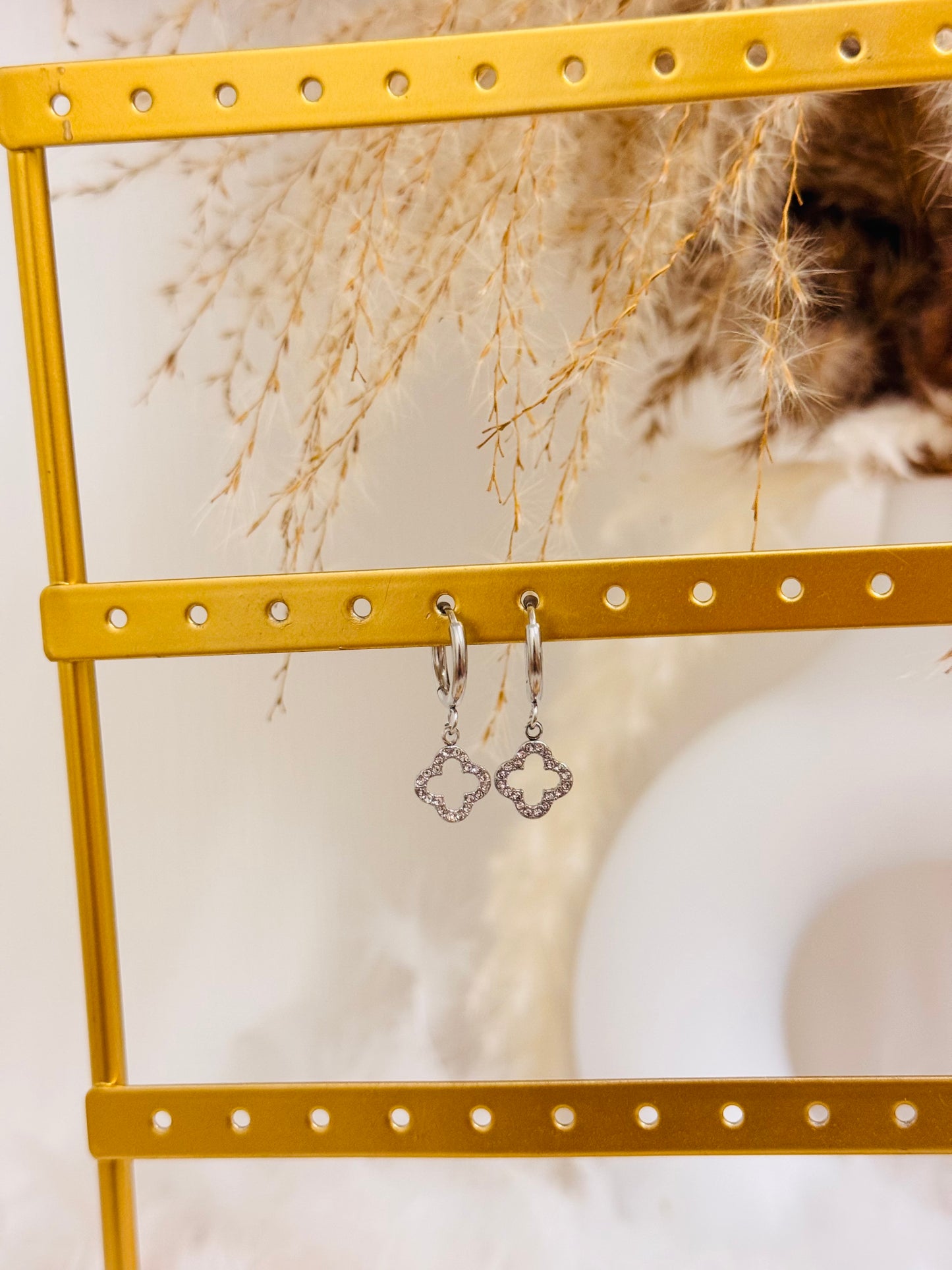 Boucles d'oreilles trèfle brillant