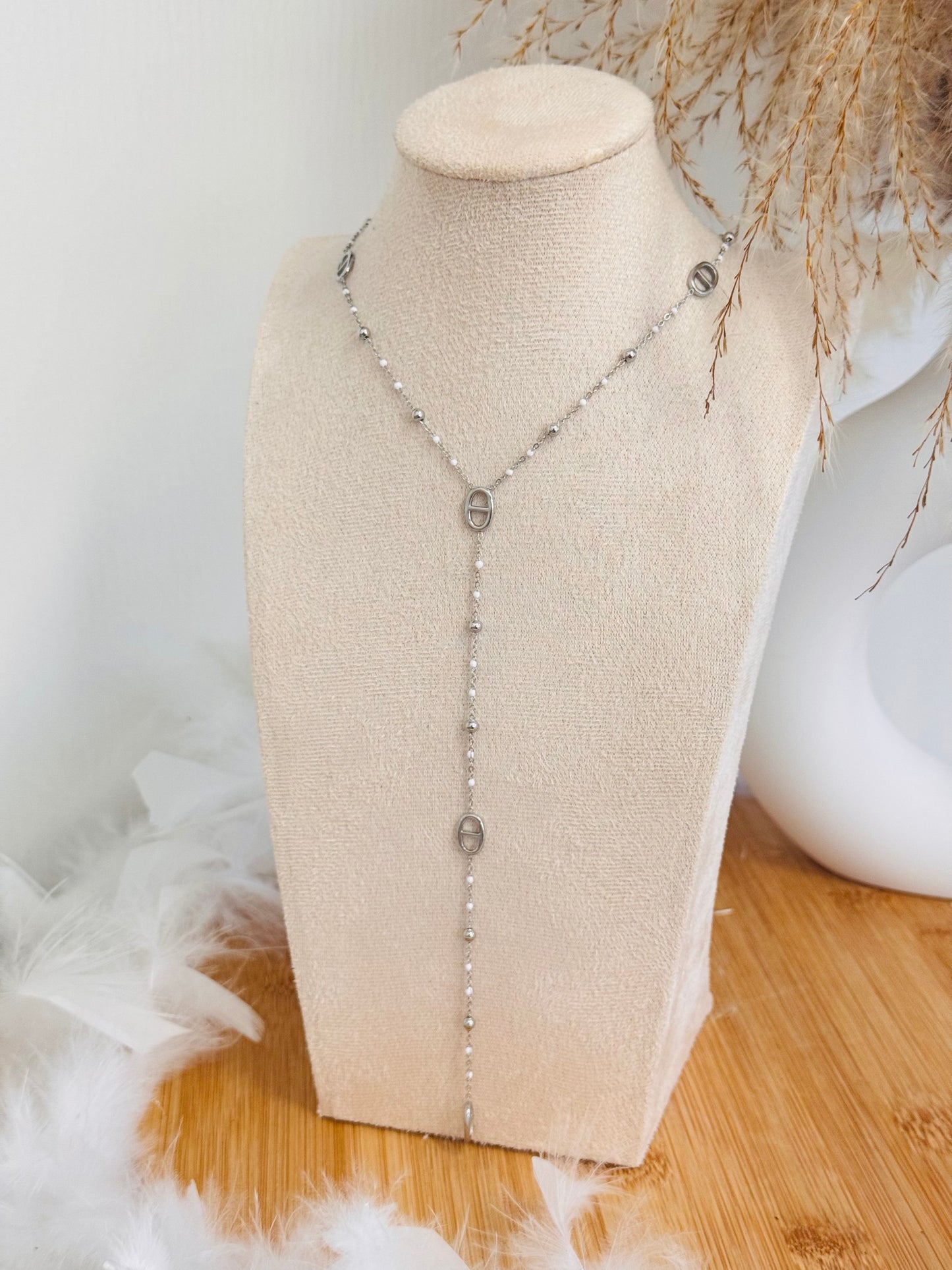Collier plongeant perles bleu