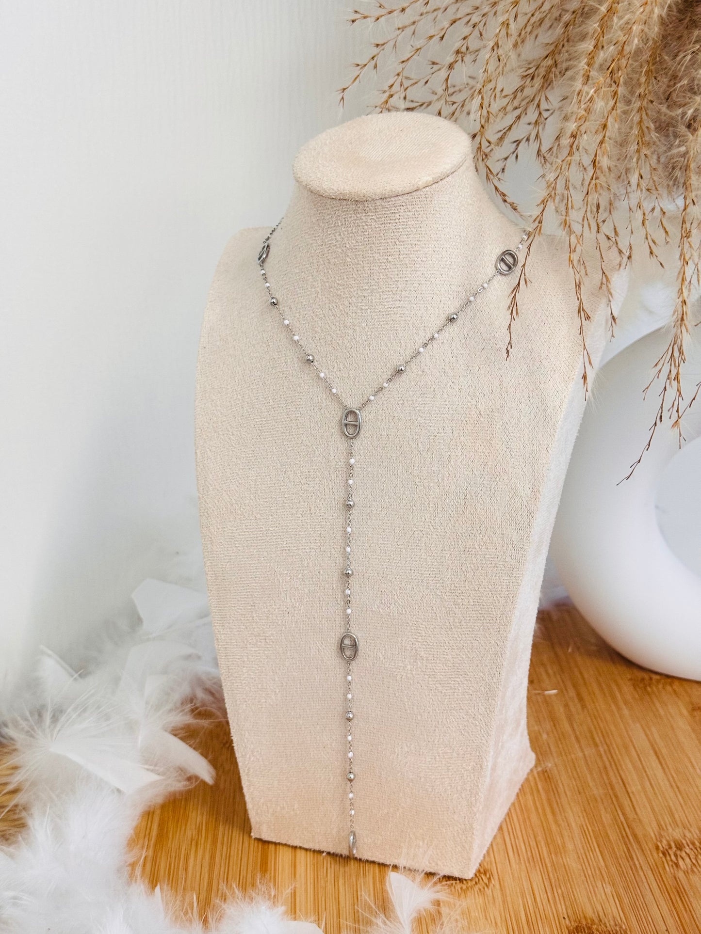 Collier plongeant perles bleu