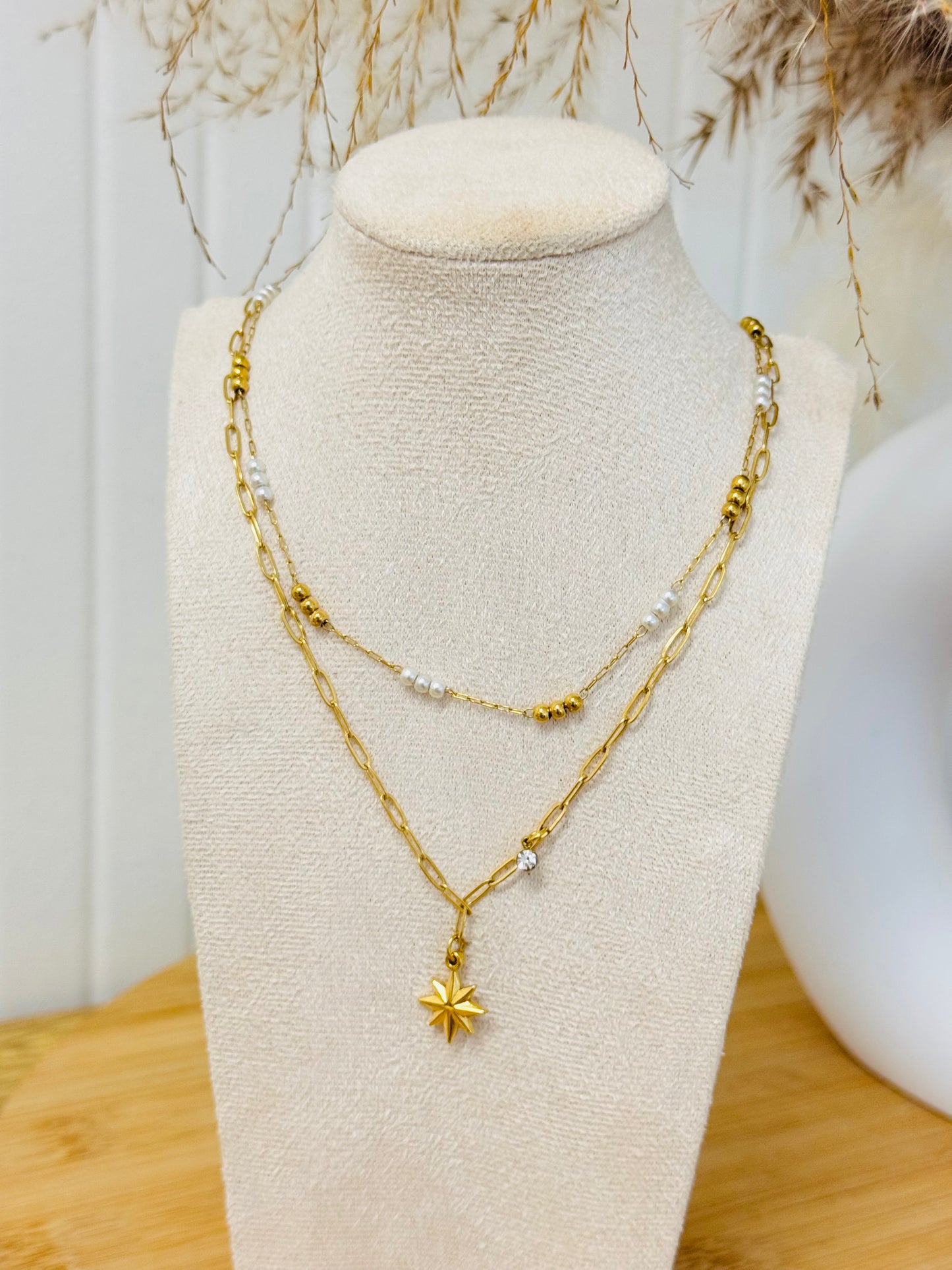 Collier double perles