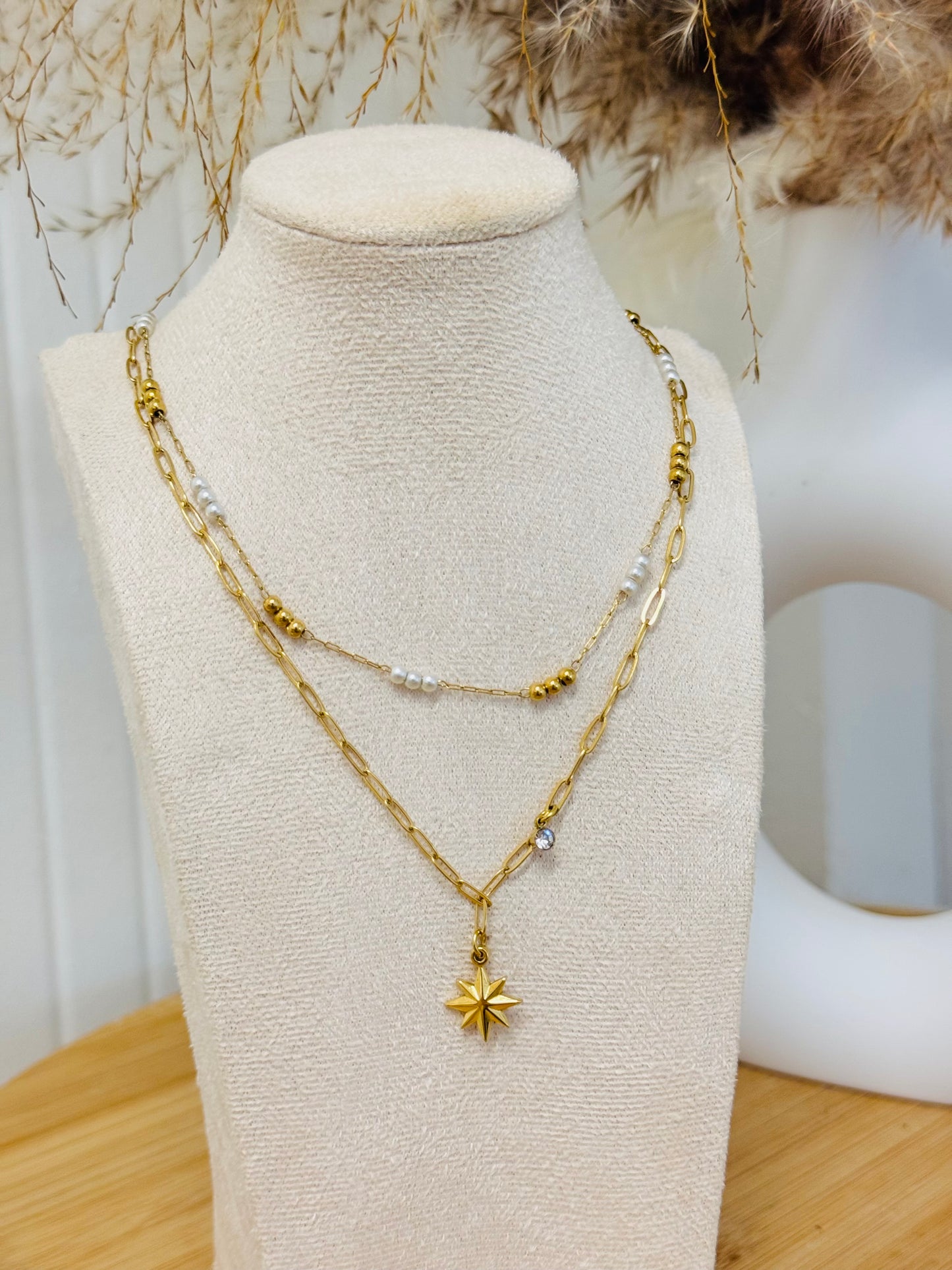 Collier double perles