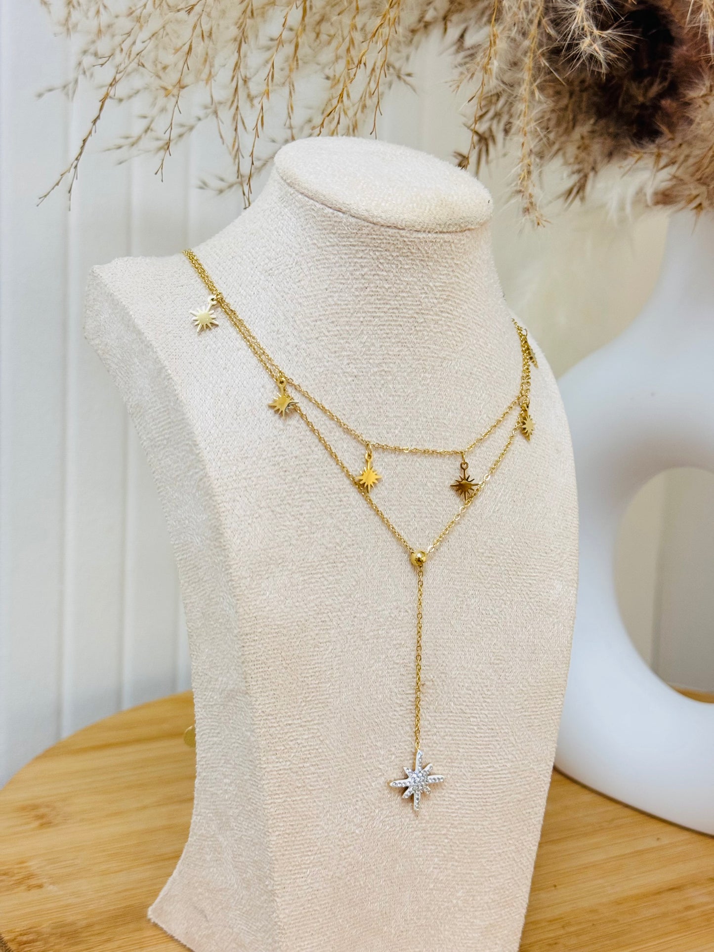 Collier double étoiles