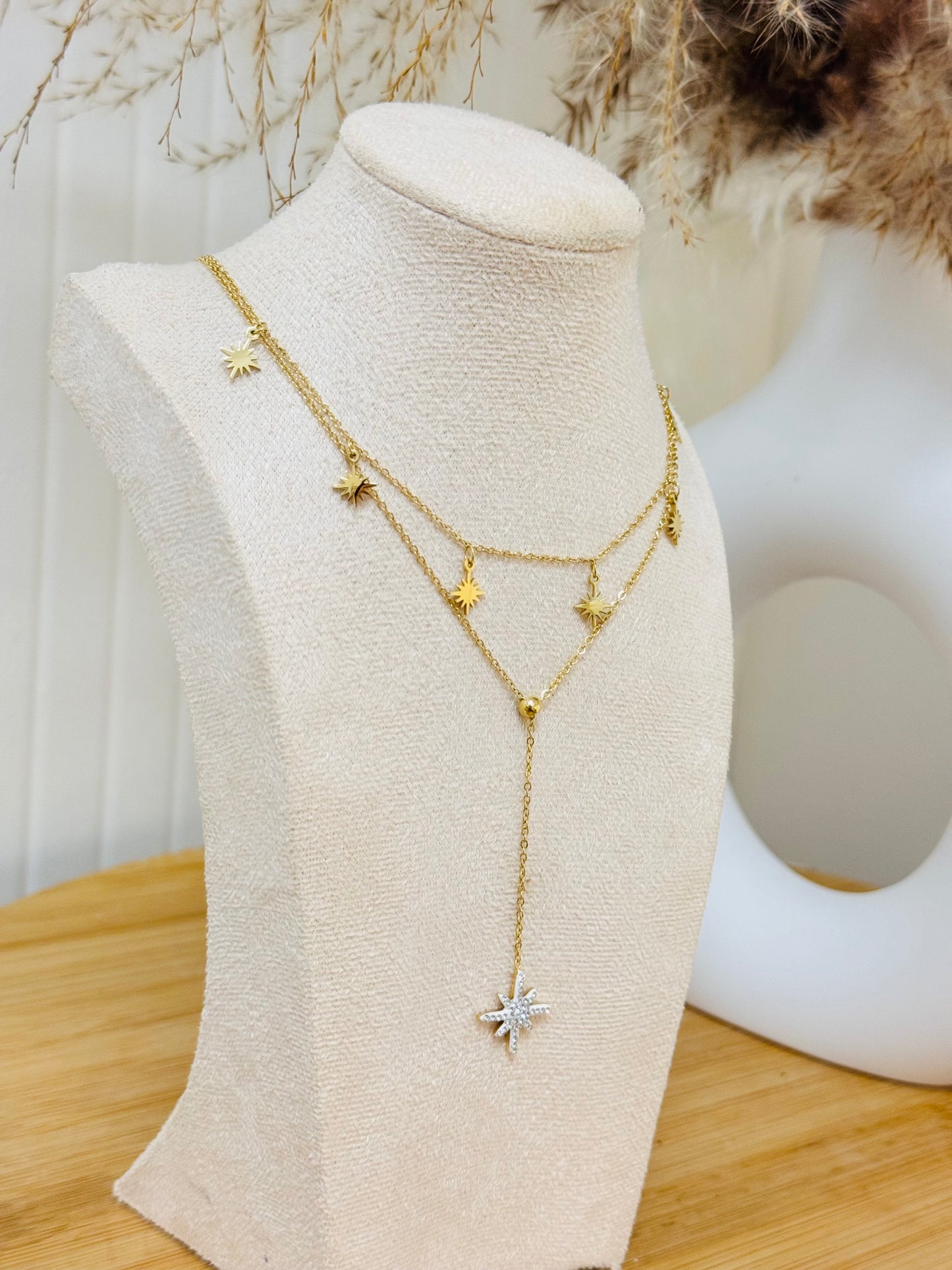 Collier double étoiles