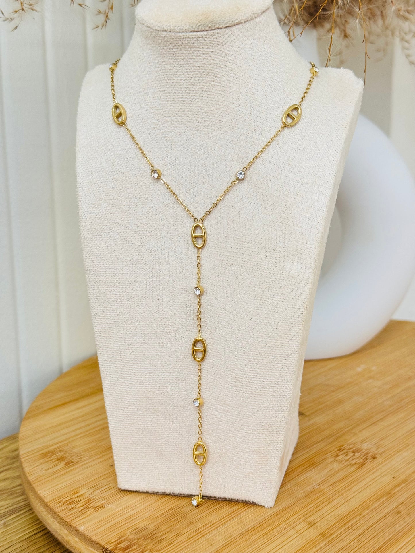 Collier grains de café et strass