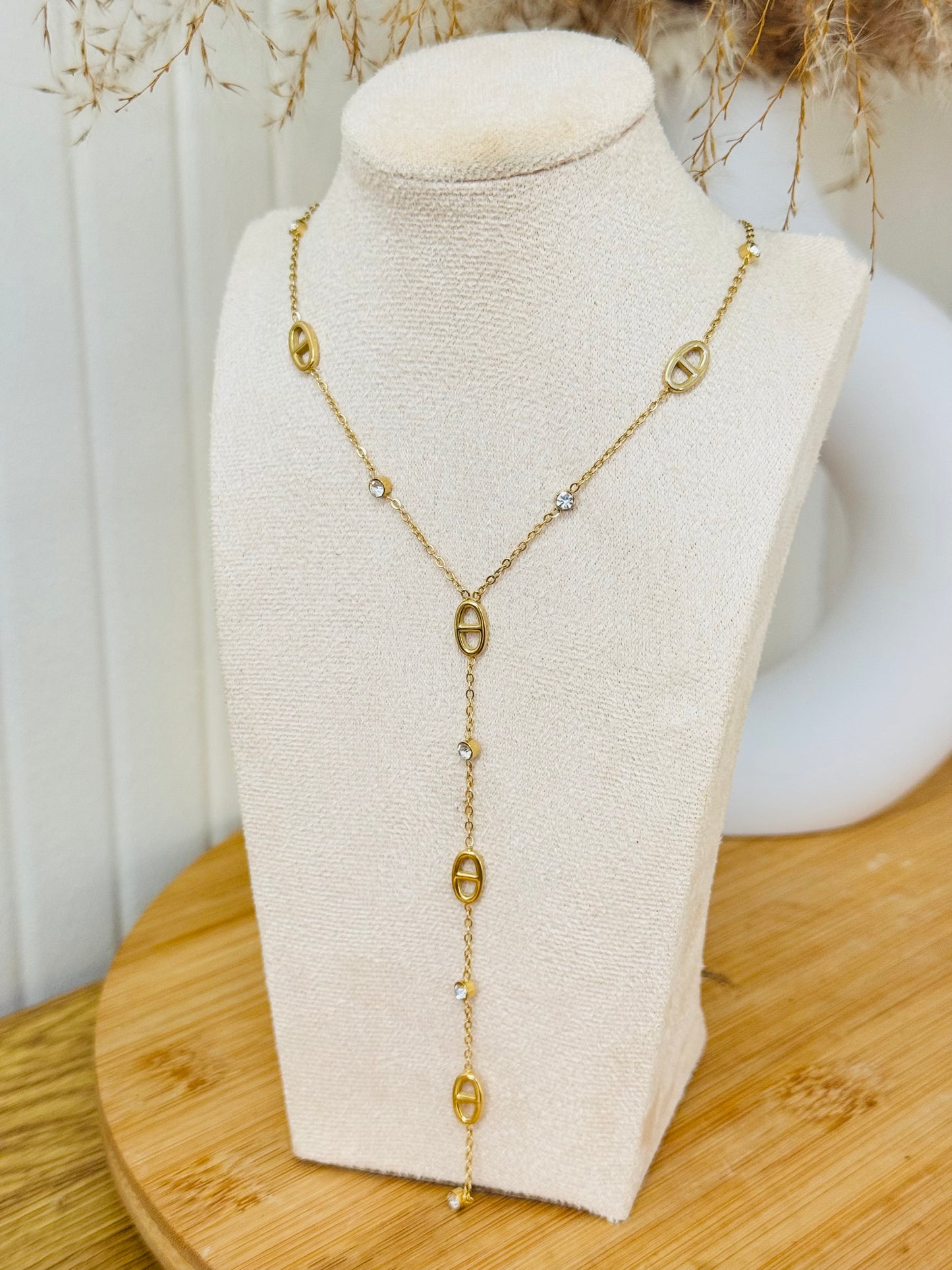 Collier grains de café et strass