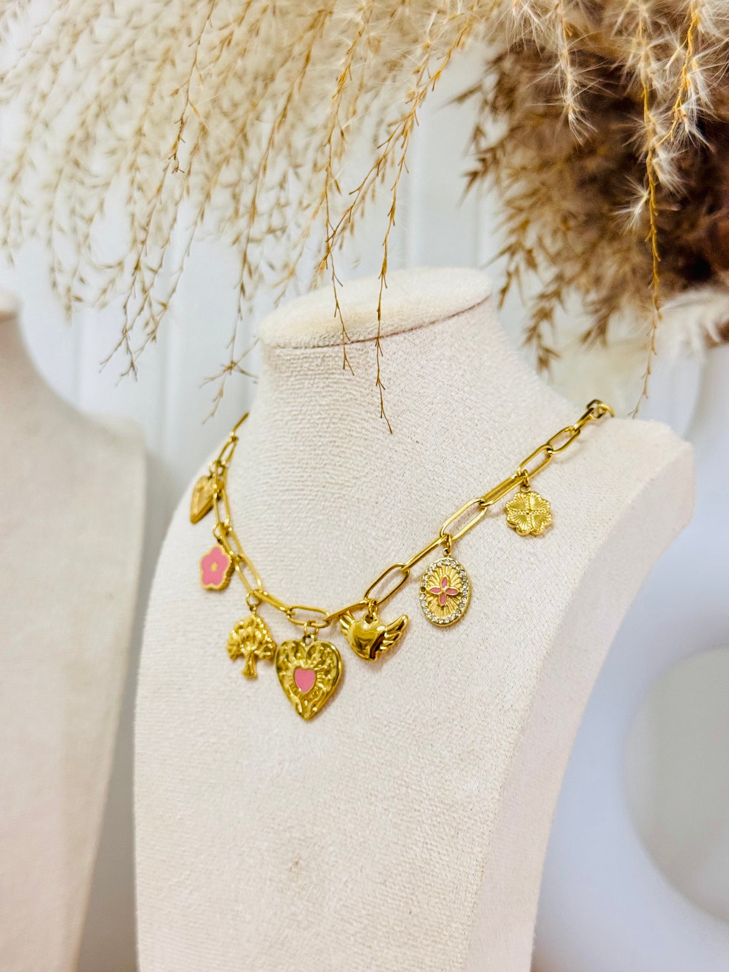Collier breloques coeur
