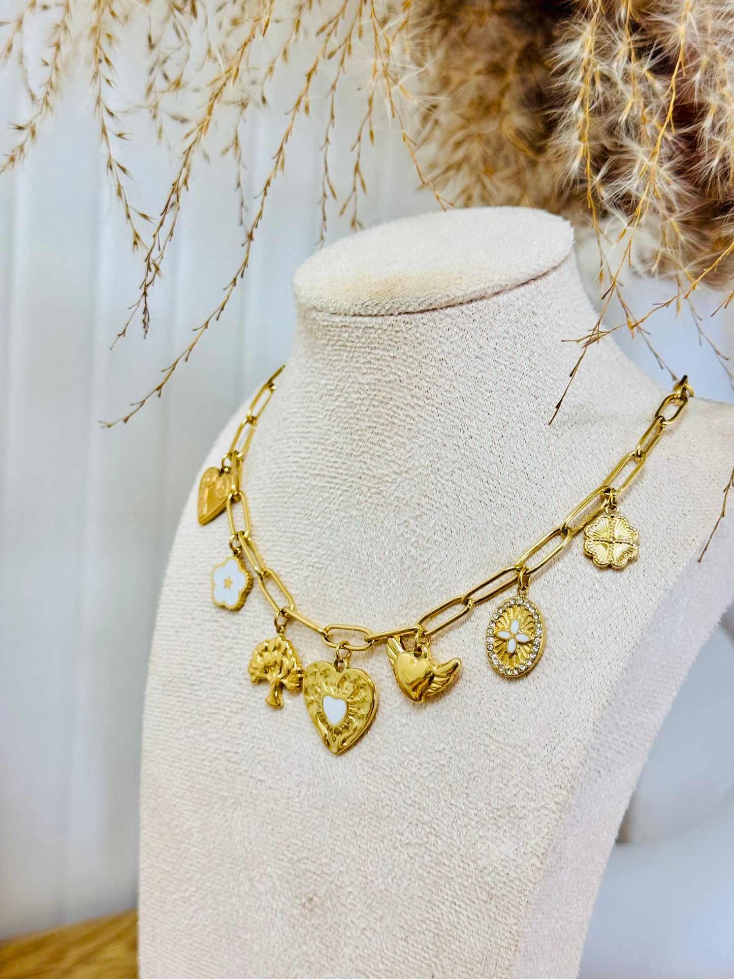 Collier breloques coeur