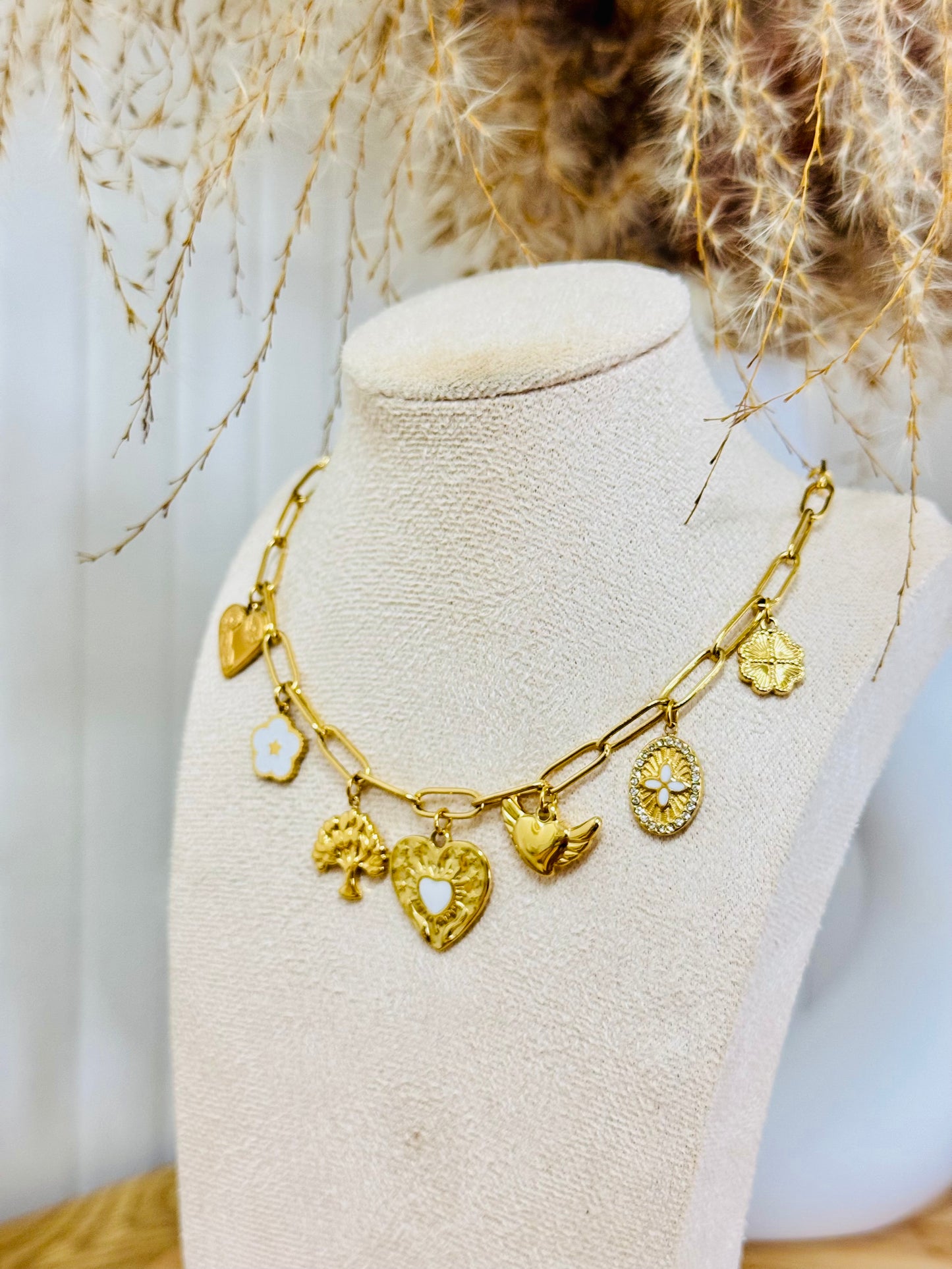 Collier breloques coeur