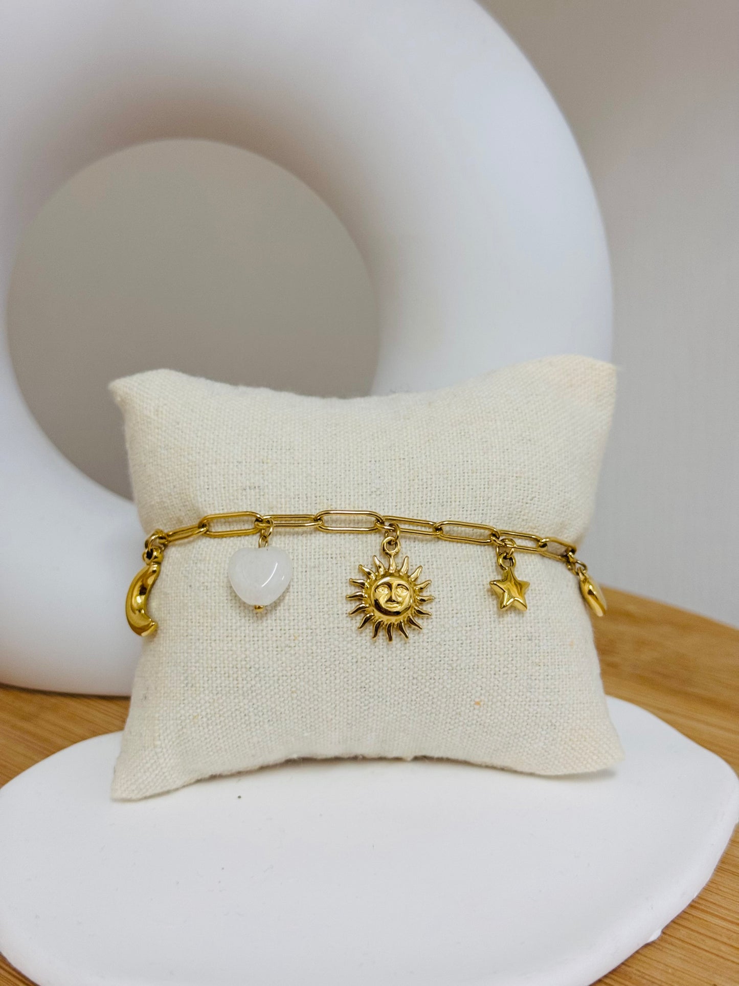 Bracelet breloques soleil coeur