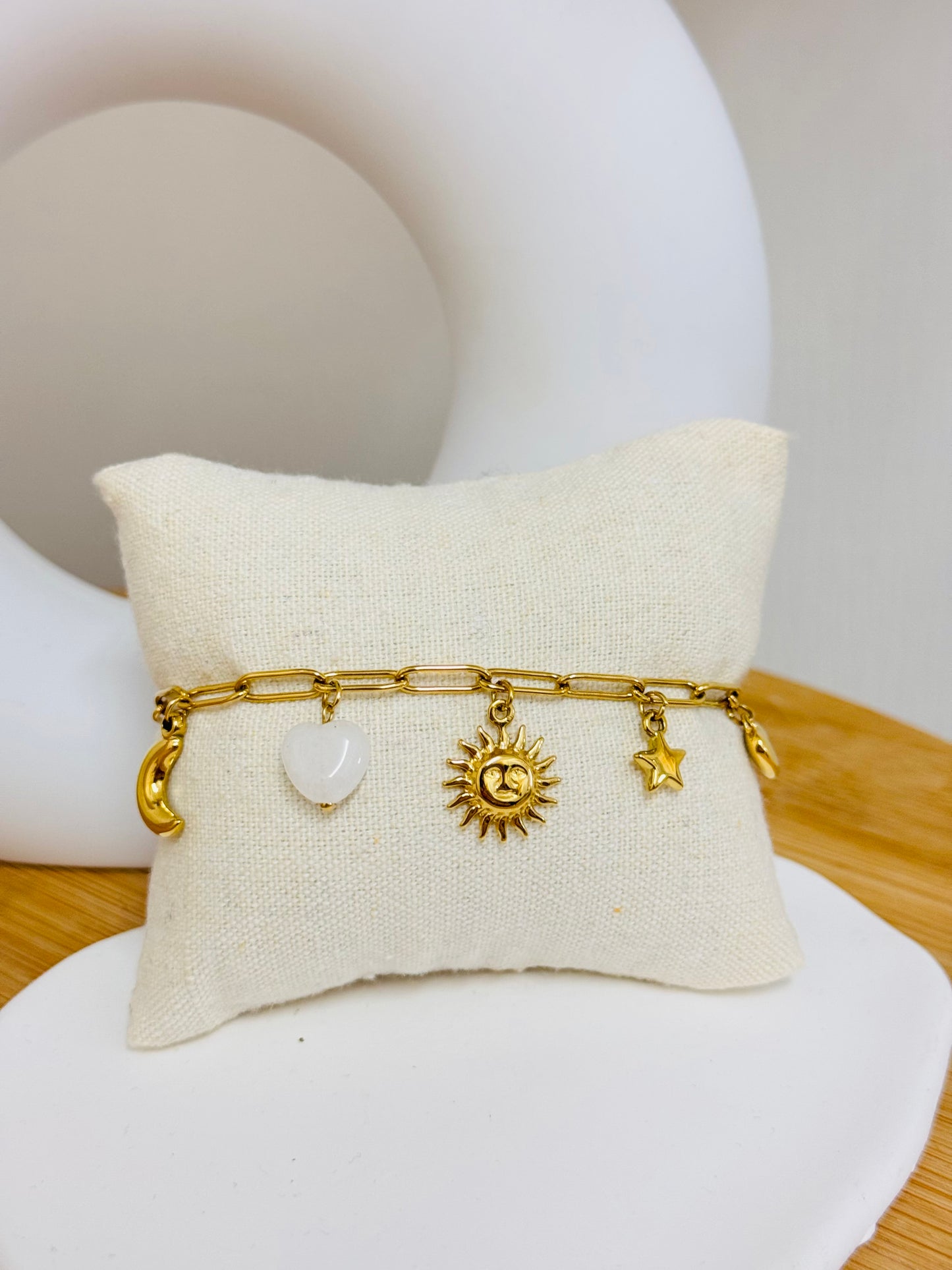 Bracelet breloques soleil coeur