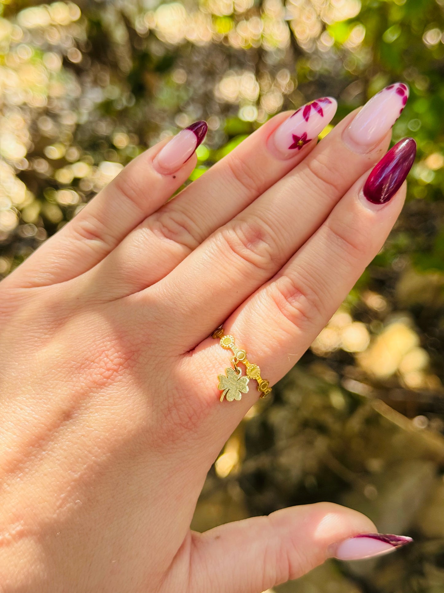 Bague breloque trèfle