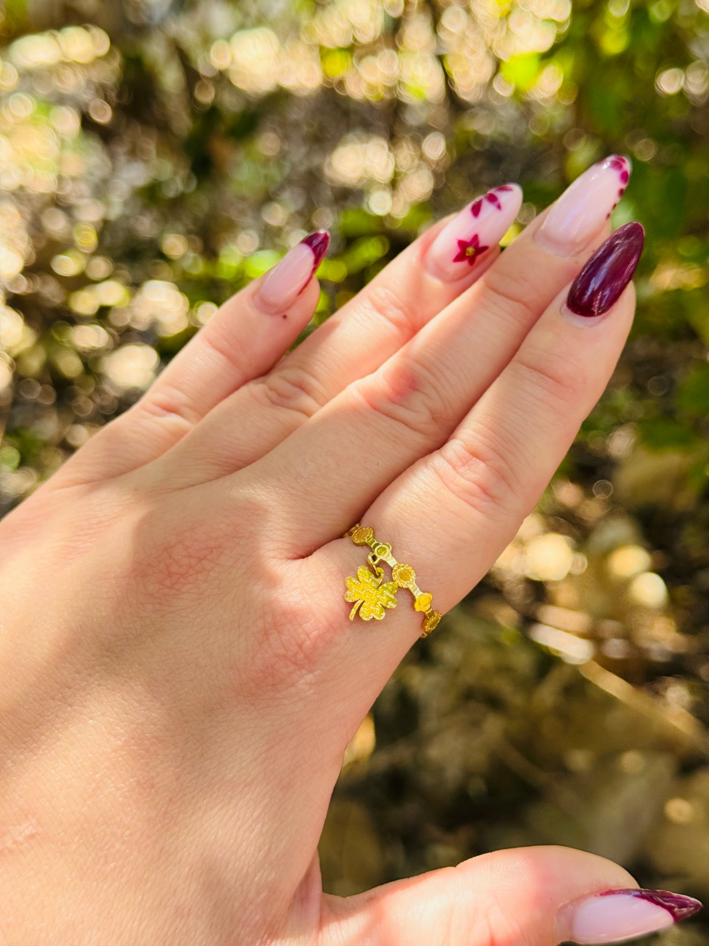Bague breloque trèfle