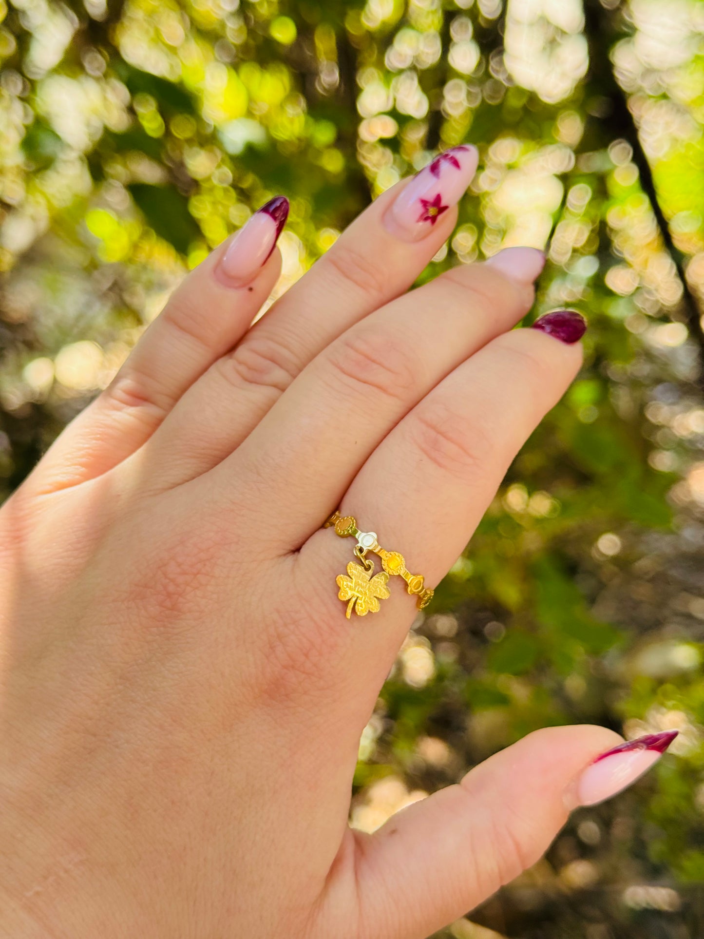 Bague breloque trèfle