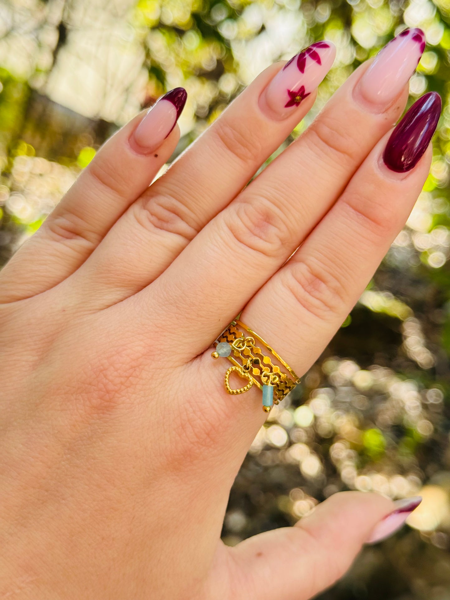 Bague breloques coeur