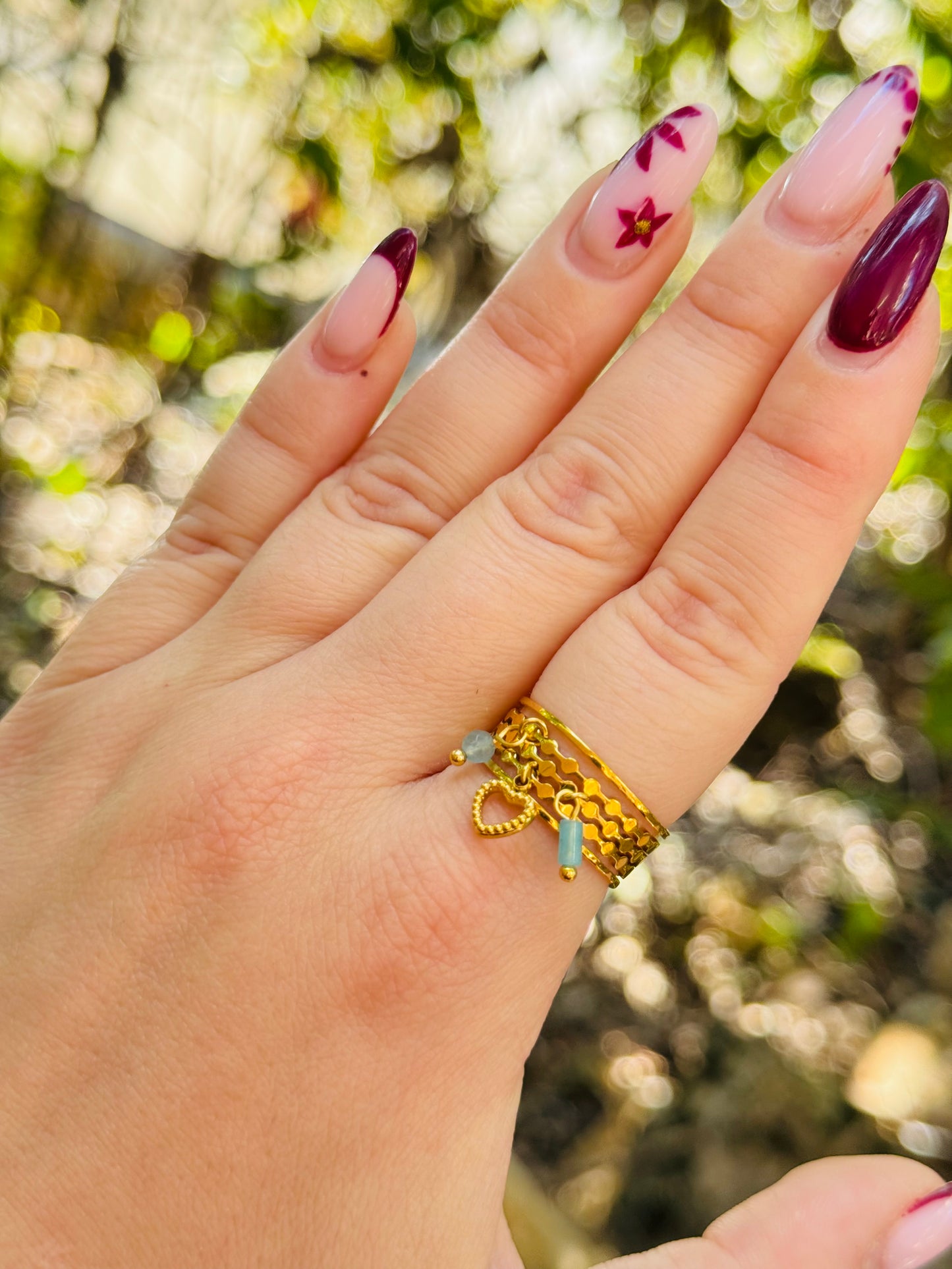 Bague breloques coeur