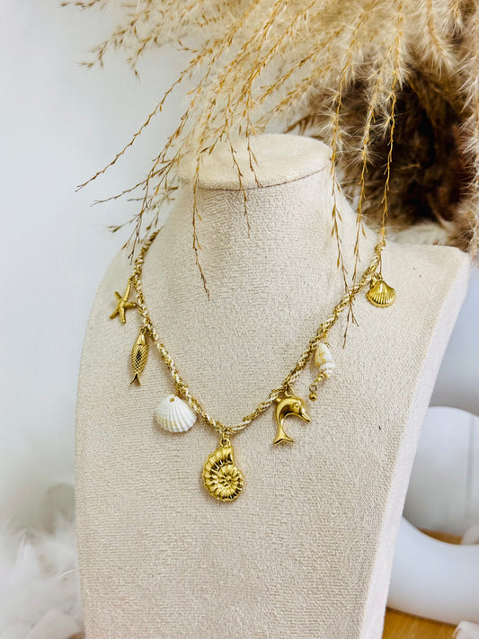 Collier breloques spirale