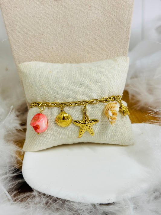 Bracelet breloques coquillages