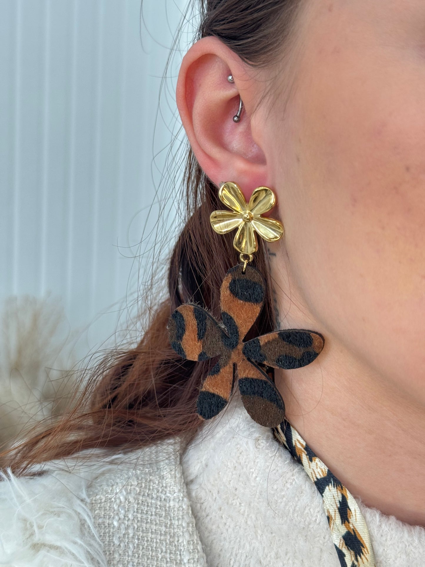 Boucles d'oreilles fleurs léopard
