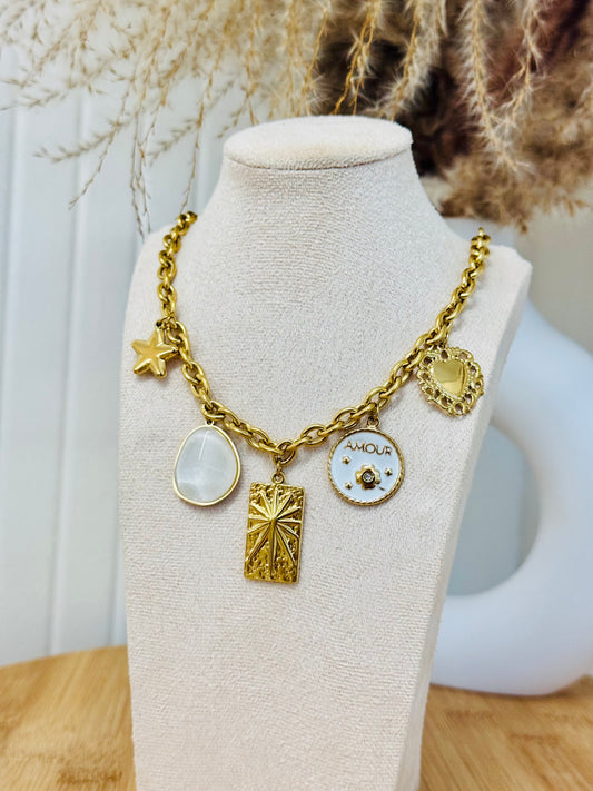 Collier breloques amour