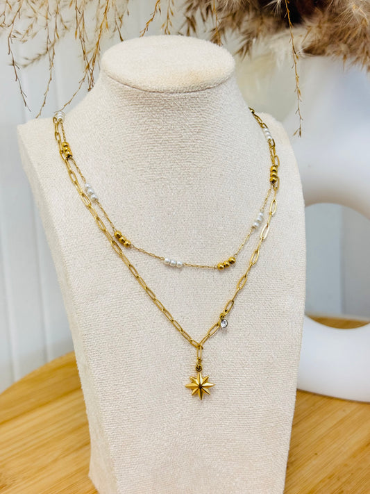 Collier double perles