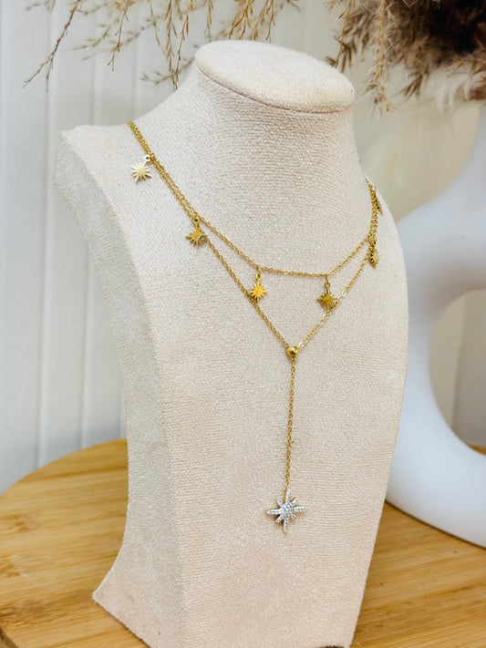 Collier double étoiles