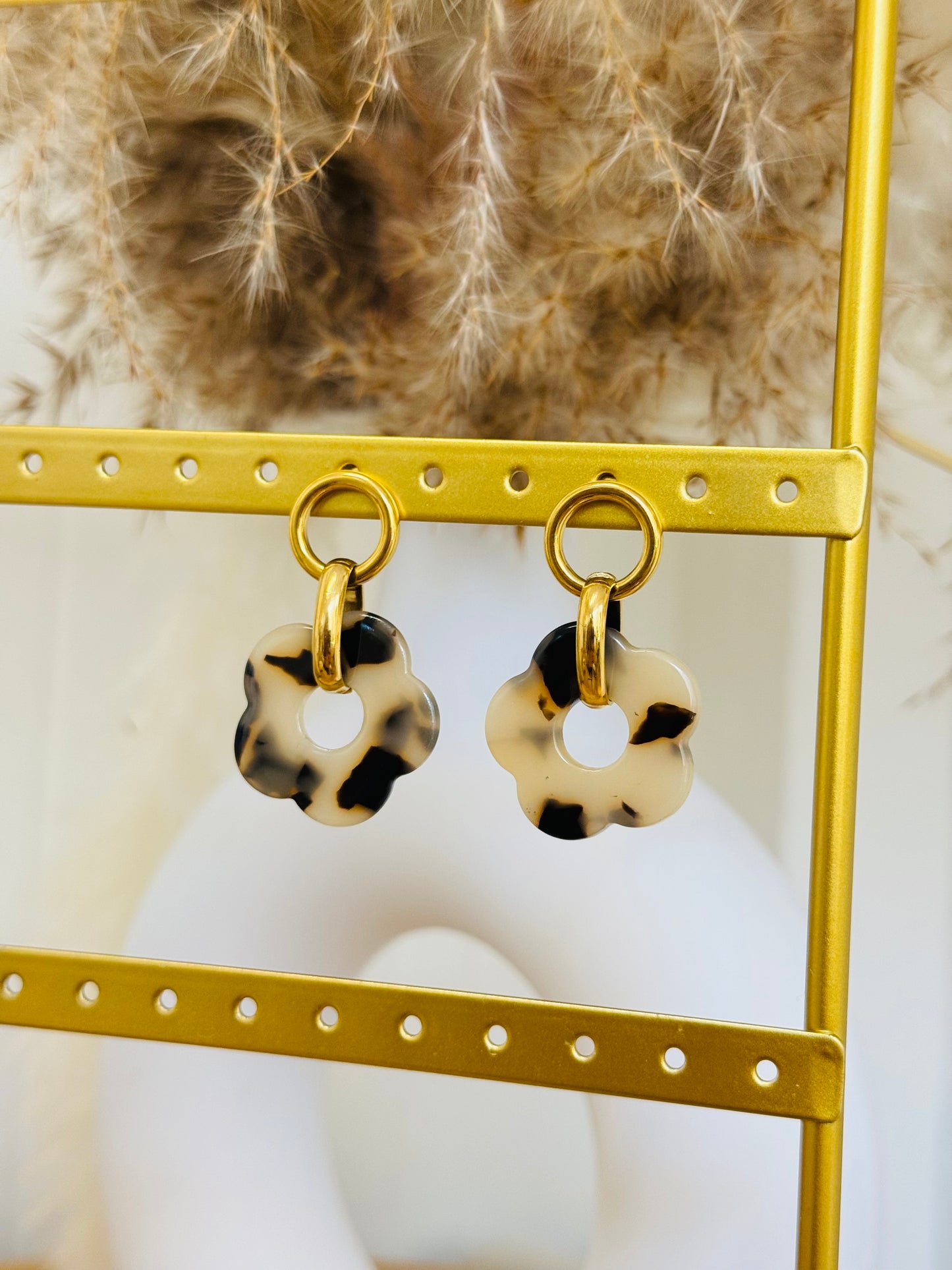 Boucles d'oreilles fleurs léopard