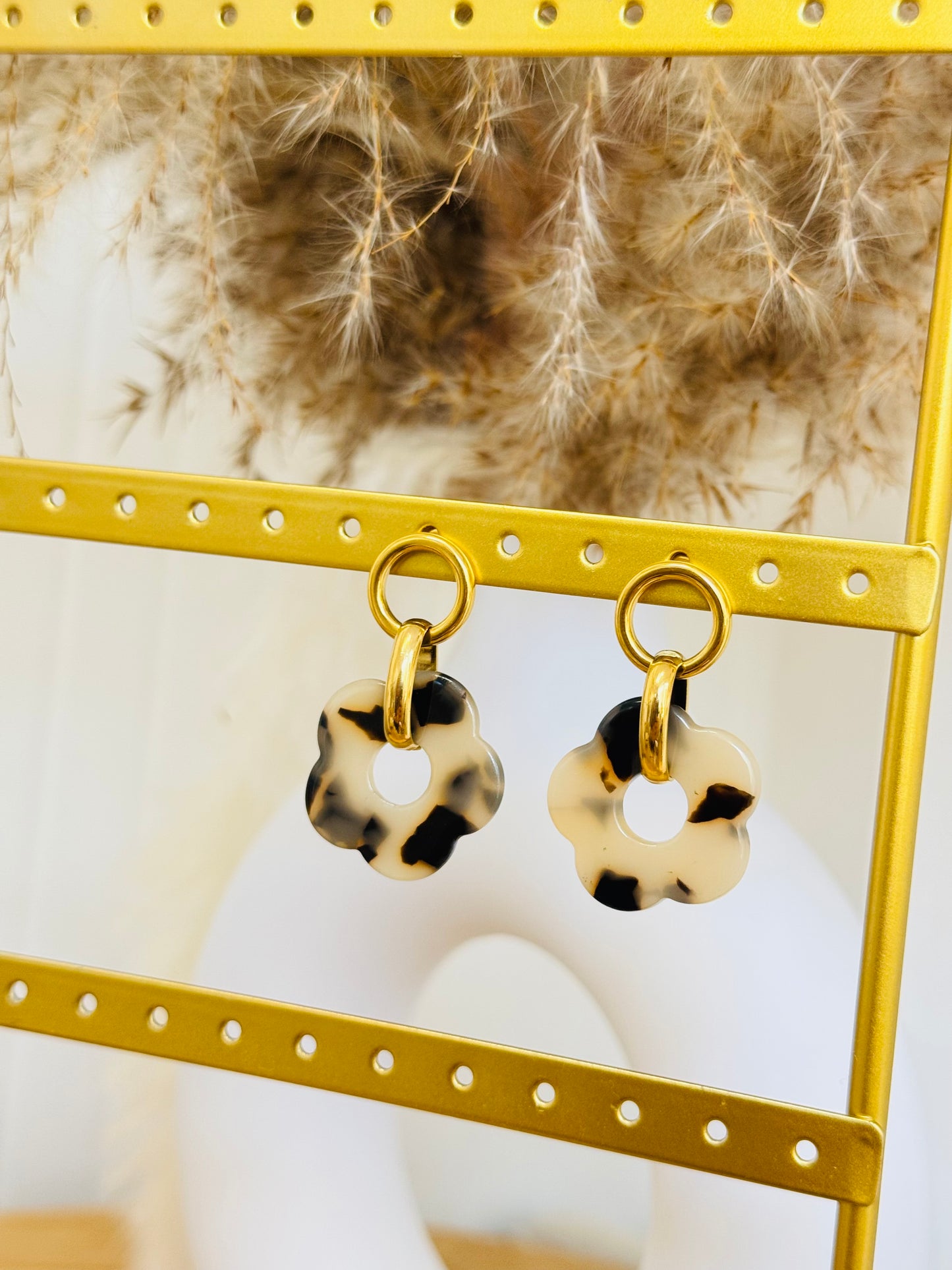 Boucles d'oreilles fleurs léopard