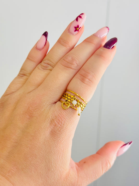Bague breloques coeur