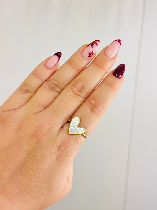 Bague coeur blanc