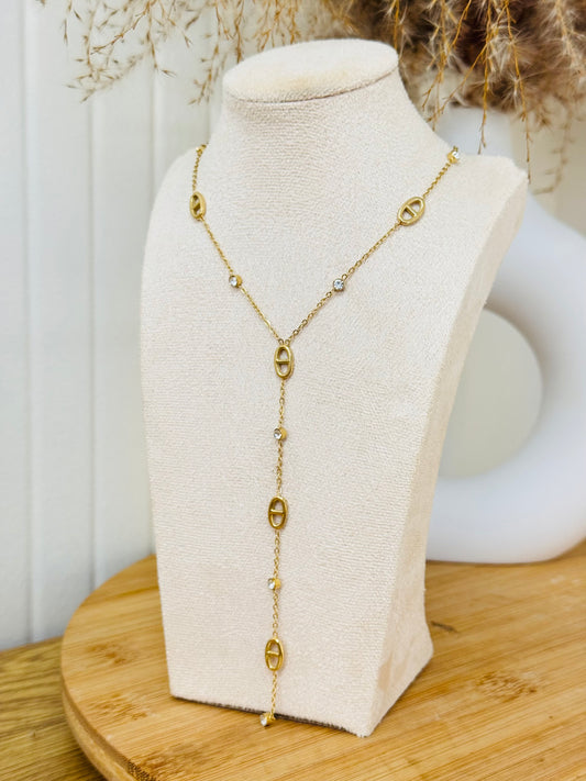 Collier grains de café et strass
