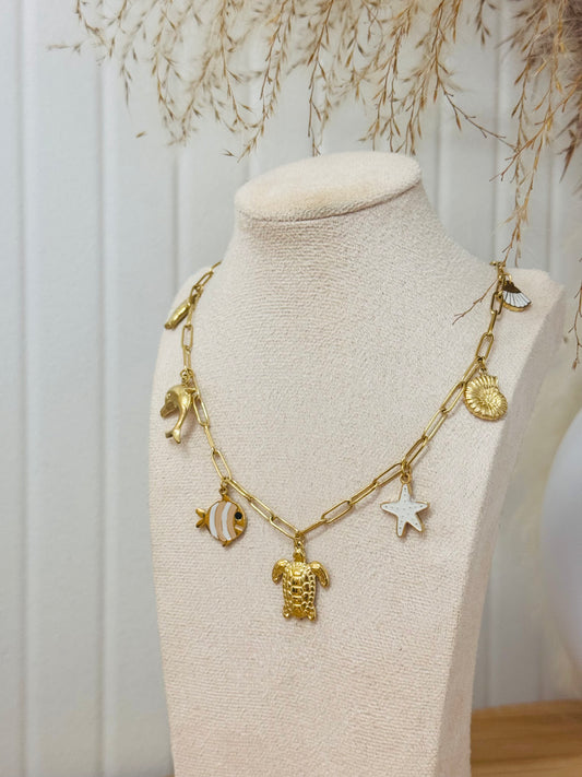 Collier breloques tortue