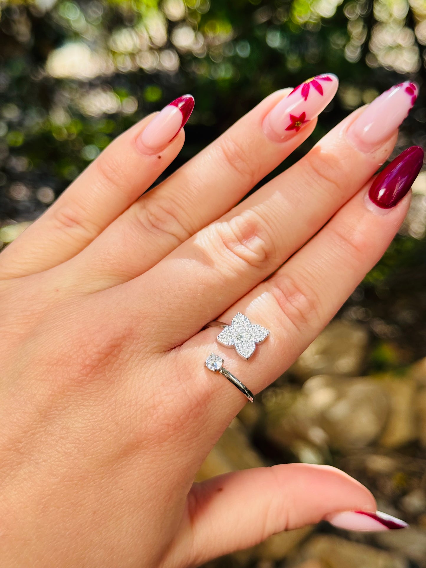 Bague trèfle strass